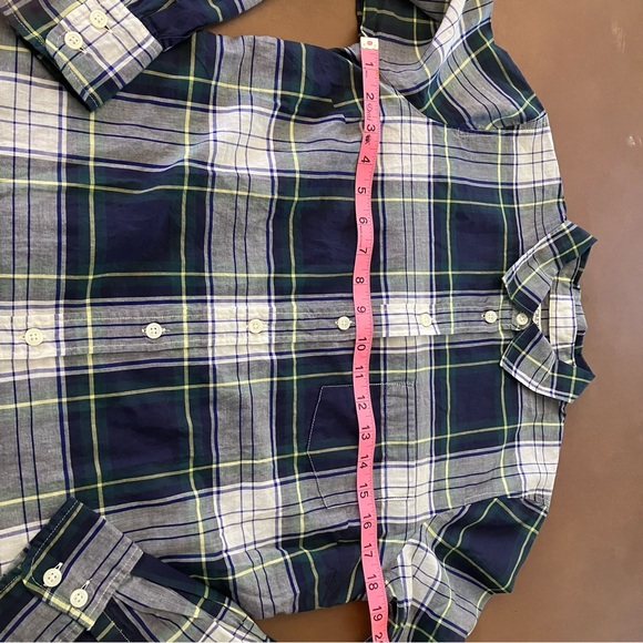 J. Crew Women’s Tartan Plaid Button Down Shirt Blue Green White Small Top Ginny - Picture 8 of 13